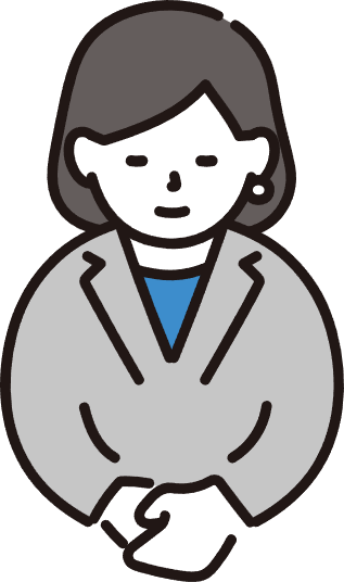 手を重ねて案内するスーツ姿の女性のイラスト